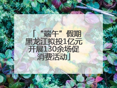 “端午”假期 黑龙江拟投1亿元开展130余场促消费活动