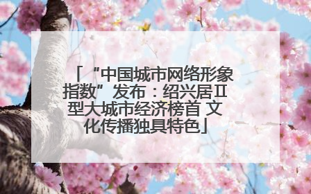 “中国城市网络形象指数”发布：绍兴居Ⅱ型大城市经济榜首 文化传播独具特色