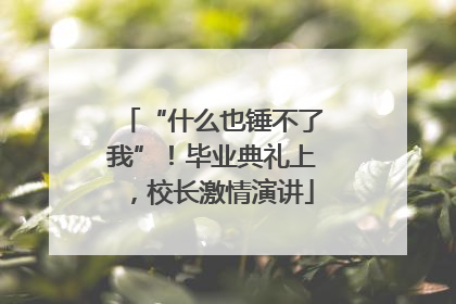 “什么也锤不了我”！毕业典礼上，校长激情演讲