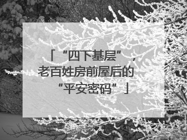 “四下基层”，老百姓房前屋后的“平安密码”