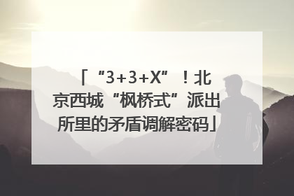 “3+3+X”！北京西城“枫桥式”派出所里的矛盾调解密码