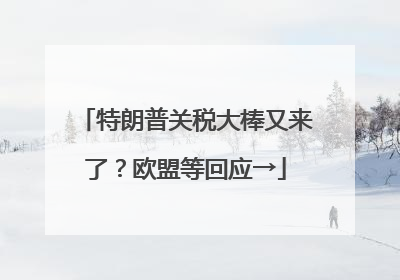 特朗普关税大棒又来了？欧盟等回应→