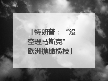 特朗普：“没空理马斯克” 欧洲抛橄榄枝