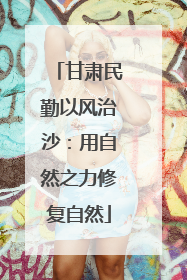 甘肃民勤以风治沙：用自然之力修复自然