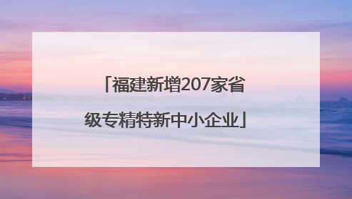 福建新增207家省级专精特新中小企业