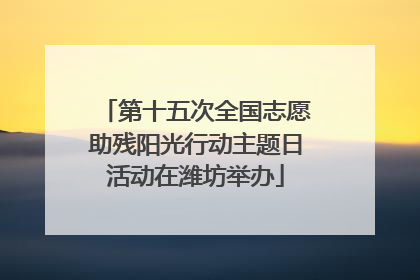 第十五次全国志愿助残阳光行动主题日活动在潍坊举办