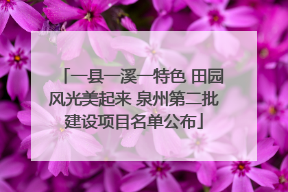 一县一溪一特色 田园风光美起来 泉州第二批建设项目名单公布