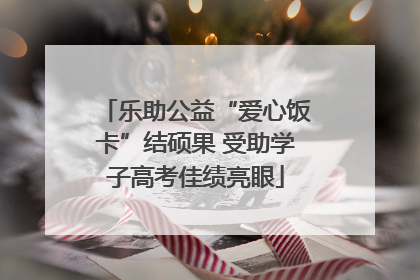 乐助公益“爱心饭卡”结硕果 受助学子高考佳绩亮眼