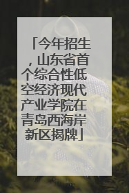 今年招生，山东省首个综合性低空经济现代产业学院在青岛西海岸新区揭牌