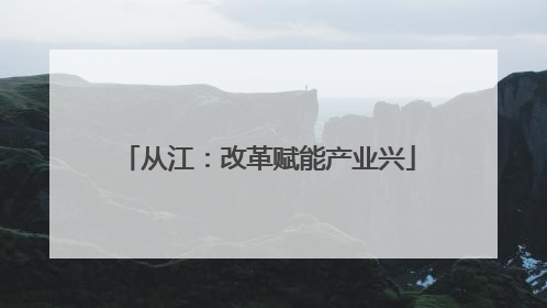 从江：改革赋能产业兴
