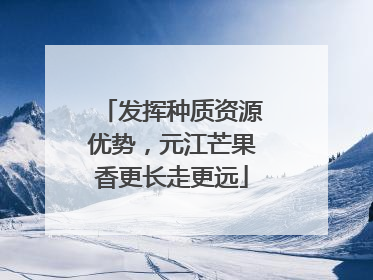发挥种质资源优势，元江芒果香更长走更远