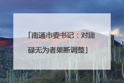 南通市委书记：对庸碌无为者果断调整