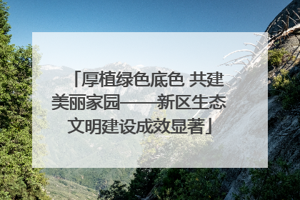 厚植绿色底色 共建美丽家园——新区生态文明建设成效显著