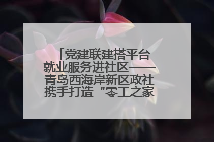 党建联建搭平台 就业服务进社区——青岛西海岸新区政社携手打造“零工之家”就业服务新阵地