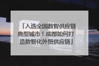 入选全国数智供应链典型城市！成都如何打造数智化外贸供应链