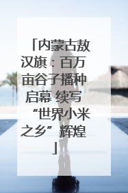 内蒙古敖汉旗：百万亩谷子播种启幕 续写“世界小米之乡”辉煌