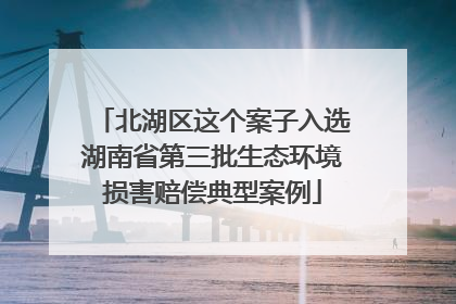 北湖区这个案子入选湖南省第三批生态环境损害赔偿典型案例