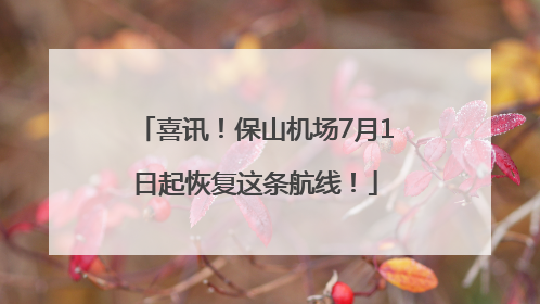 喜讯！保山机场7月1日起恢复这条航线！