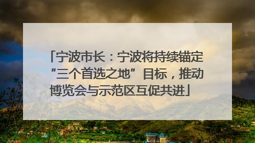 宁波市长：宁波将持续锚定“三个首选之地”目标，推动博览会与示范区互促共进