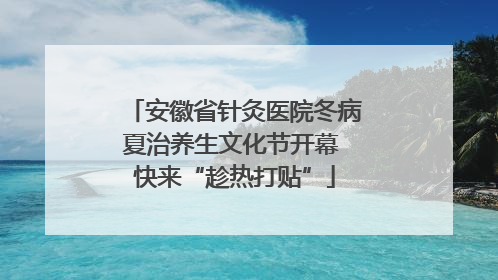 安徽省针灸医院冬病夏治养生文化节开幕 快来“趁热打贴”