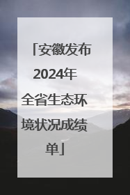 安徽发布2024年全省生态环境状况成绩单
