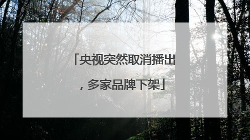 央视突然取消播出，多家品牌下架