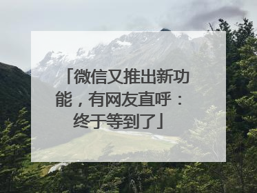 微信又推出新功能，有网友直呼：终于等到了