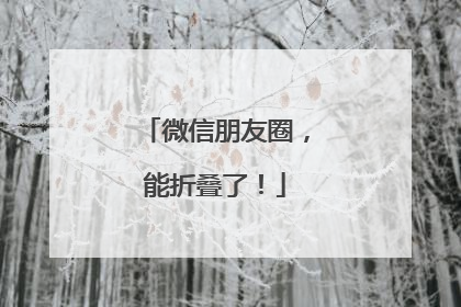 微信朋友圈，能折叠了！