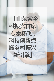山东省乡村振兴首席专家杨飞：科技创新点燃乡村振兴新引擎