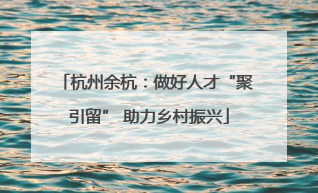 杭州余杭：做好人才“聚引留” 助力乡村振兴