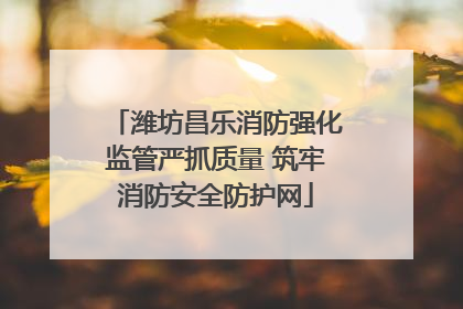 潍坊昌乐消防强化监管严抓质量 筑牢消防安全防护网