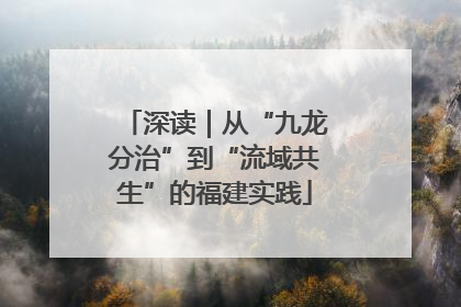 深读｜从“九龙分治”到“流域共生”的福建实践