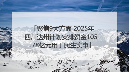 聚焦9大方面 2025年四川达州计划安排资金105.78亿元用于民生实事