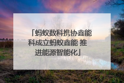 蚂蚁数科携协鑫能科成立蚂蚁鑫能 推进能源智能化