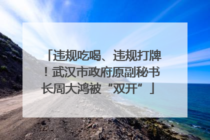 违规吃喝、违规打牌！武汉市政府原副秘书长周大鸿被“双开”