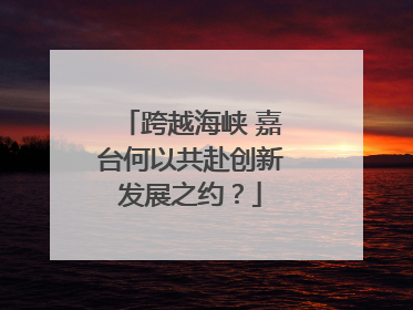 跨越海峡 嘉台何以共赴创新发展之约？