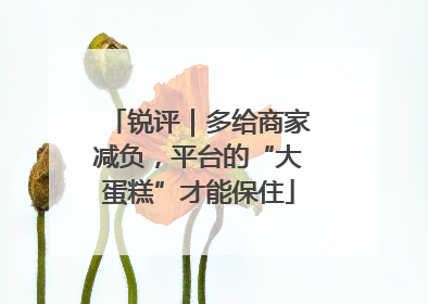 锐评｜多给商家减负，平台的“大蛋糕”才能保住