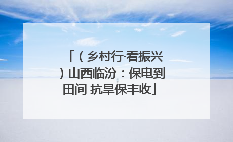 （乡村行·看振兴）山西临汾：保电到田间 抗旱保丰收