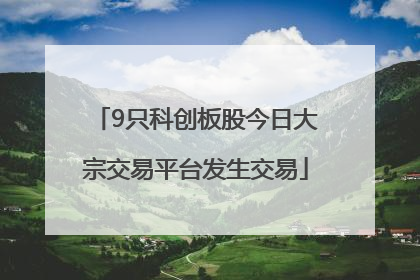 9只科创板股今日大宗交易平台发生交易